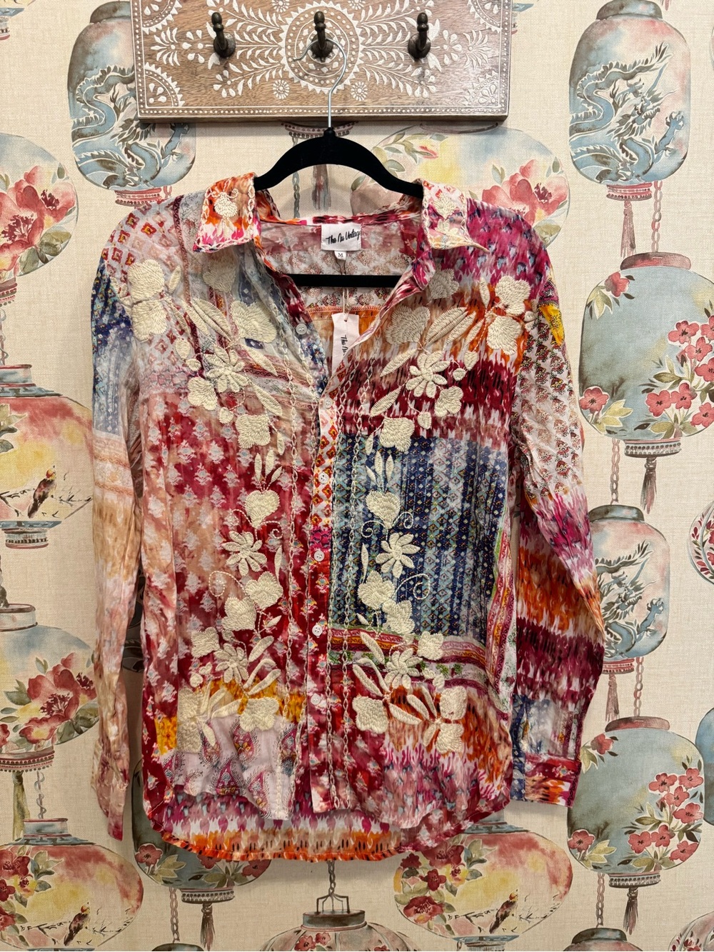 Embroidered Multicolor Patchwork Blouse - Women